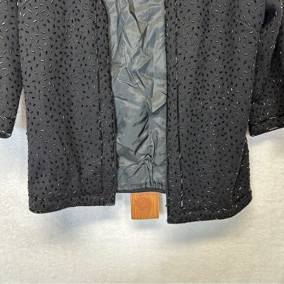 Vintage Marshall Field & Company 100%‎ Wool Black Beaded Blazer Jacket Size 38 - Picture 3 of 10